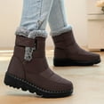 thumbnail image 3 of Women's Mid Calf Snow Boots Winter Warm Comfortable Non Slip Platform Boots Outdoor Fleece Lined High Top Work Shoes Brown Size 8.5, 3 of 6