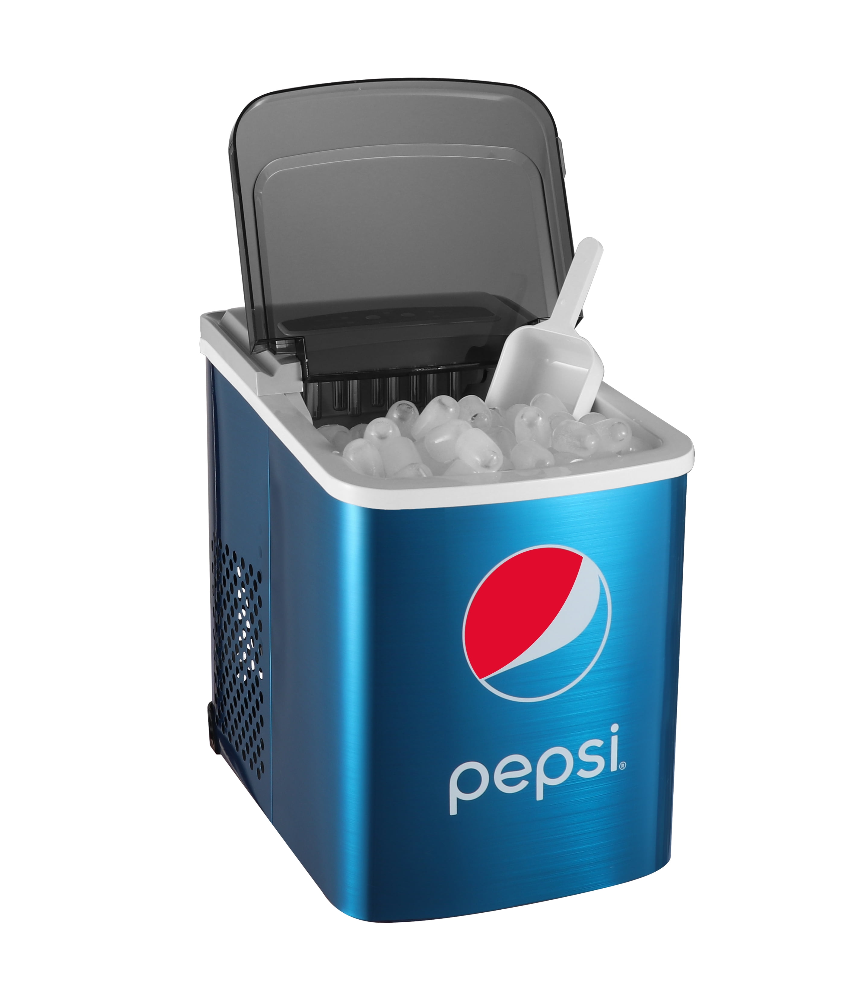Pepsi 26 lbs. Ice Maker with Built-in Bottle Opener, Countertop Ice Machine with LED Display, Blue