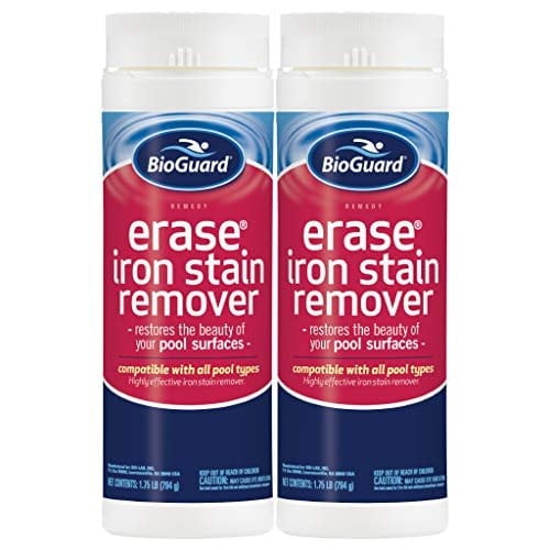 BioGuard Erase Iron Stain Remover, 1.75 lb, Pack of 2, Highly Effective Iron Stain Remover, Restore Pool Surfaces, Suitable for All Pool Types