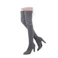 thumbnail image 3 of Gyexs Thigh High Boots for Women Stretch Suede Chunky Heel Over The Knee Boots Fall Winter Footwear Knee High Boots Grey Size 8, 3 of 9