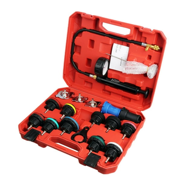 Probador de fugas de radiador automotriz, rellenador portátil, fácil de probar, genérico para automóviles Rojo