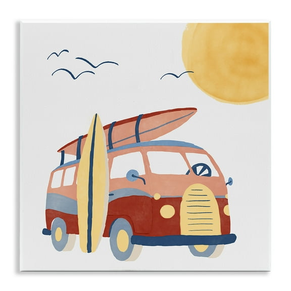 Stupell Industries Summer Surf Bus Transportation Painting Unframed Art Print Wall Art, 12 x 12