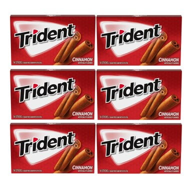 Trident Sugar Free Gum 14 Sticks - Cinnamon  [ 6 Pack ]