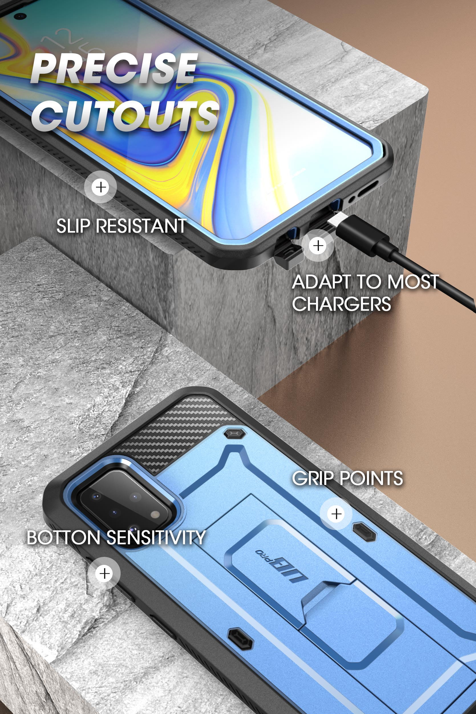SUPCASE Unicorn Beetle Pro Series Designed for Samsung Galaxy A51 Case (Not Fit A50), Full-Body Rugged Holster & Kickstand Case with Built-in Screen Protector (Blue)