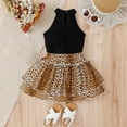 thumbnail image 4 of Hotiary Toddler Baby Girls Summer Leopard Print Dress Outfits Kids Halter Sleeveless Love Shirt + Bowknot Layered Skirt Two-Piece Set for 4-7 Years, 4 of 8