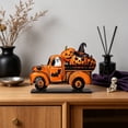 thumbnail image 4 of JWZZYD Halloween Tabletop Decorations Indoor, Truck Wooden Tabletop Decor, Striped Checkered Pumpkin Flat Ornament, Vintage Fall Halloween Thanksgiving Mantel Home Desk Decor, 4 of 6