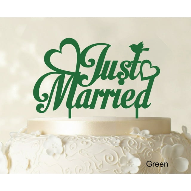 Just Married Wedding Cake Topper Custom Name Cake Topper Color Option Available 5-7 Inches Wide