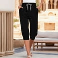 thumbnail image 7 of Diufon Womens 2pc Capris Pants Elastic Waist Drawstring Pants Summer Solid Color Pants with Pockets, 7 of 7