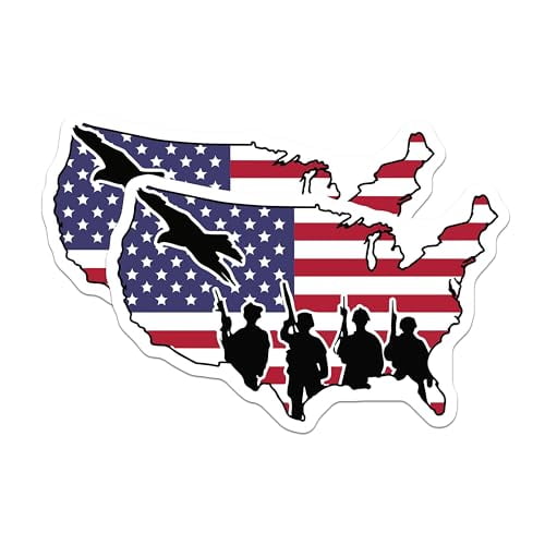 (2 Pack) USA Flag Soldier Magnets - American Patriotic Magnets - Vintage Military Magnets - 5" On Longest Side - for Cars, Fridges, Toolboxes - Made in USA - MAG6027
