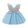 thumbnail image 4 of Toddlers Dresses Flower Girl Dresses for Wedding Sleeveless Tulle Dress Girl Party Dress Kids Sky Blue Dress for Girls Special Occasion Dresses Birthday Dress 2-3 Years, 4 of 7