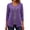 Purple, variant on Women's Casual V Neck Fake Two Piece Long Sleeve Top, Decorative Button Striped Spliced Loose Tunic Blouse, Lightweight Knit Layered Look Shirt,White L