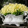 thumbnail image 5 of Morttic 8 Bundles Artificial Daffodils Flowers Faux Plastic Lotus Shrubs UV Resistant No Fade Faux Greenery for Bridal Bouquet Home Garden Hanging Planter Porch Patio Office Wedding Decor (Yellow), 5 of 7