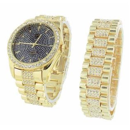 Techno Pave Mens Watch With Matching Bracelet For Techno Pave Mens Watch With Matching Bracelet For Cubic Zirconias Iced Out