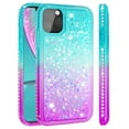 thumbnail image 3 of SOATUTO For iPhone 11 Pro 5.8" Case iPhone 11 Pro Glitter Case Sparkle Glitter Flowing Liquid Quicksand with Shiny Bling Diamond Women Girls Cute Case For Apple iPhone 11 Pro 5.8 inch - Green+Purple, 3 of 6