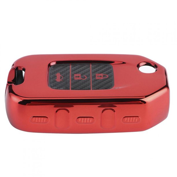 Gorgeri Carcasa de llave de coche de control remotofunda de llave de coche de estilo de fibra de carbono Funda protectora de llave inteligente de coche plegable para XRV CRV 2013-2018rojo Khall 1.6102E+12