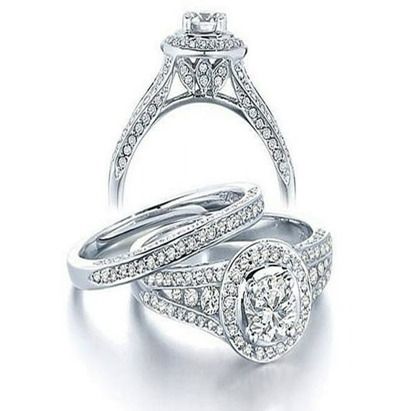 Gleaming Inexpensive Diamond Wedding Ring Set 2 Carat Round Cut Diamond on 10k Gold