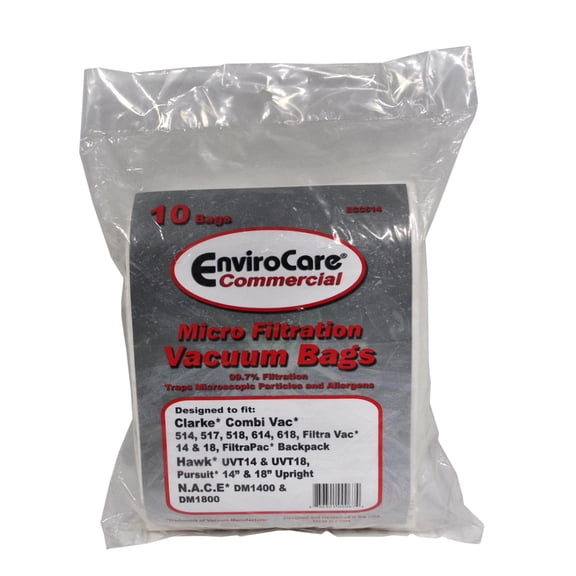 EnviroCare Replacement Vacuum Bags for Clark Combi Vac, Alto, N.A.C.E, Hawk Allergy Commercial Uprights 10 Pack