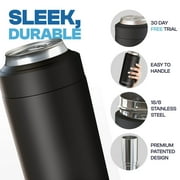 Frost Buddy Universal Can Cooler - Fits all - Stainless Steel Can Cooler for 12 oz & 16 oz Regular or Slim Cans & Bottles - Stainless Steel