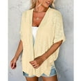 thumbnail image 3 of qucoqpe Womens Summer Lightweight Cardigan V Neck Short Sleeve Open Front Casual Solid Loose Beach Swimsuit Coverup for Women, 3 of 5