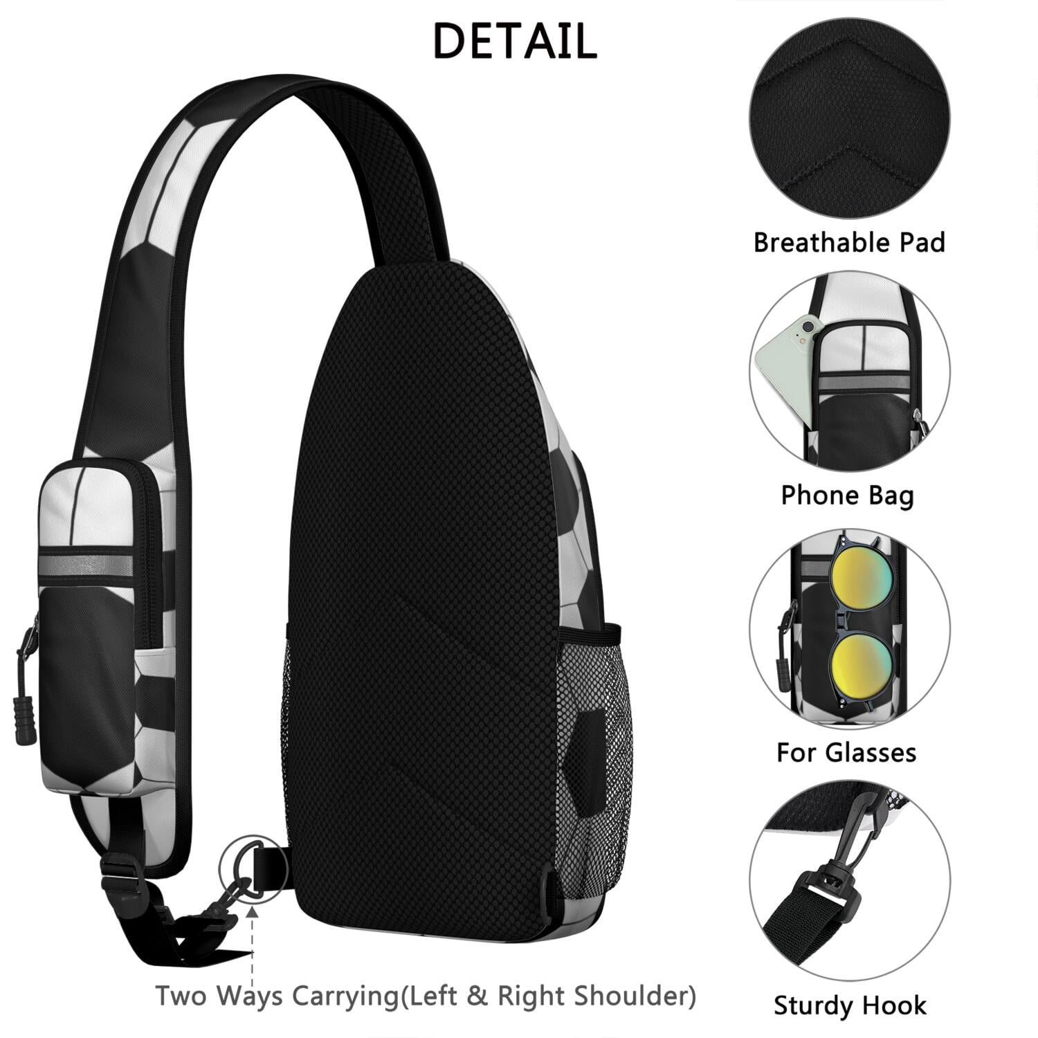 Softball and Volleyball Sling Backpack for Sports Enthusiasts – Lightweight Durable Polyester Bag with Ergonomic Fit, Secure Zippers, Partitioned Compartments