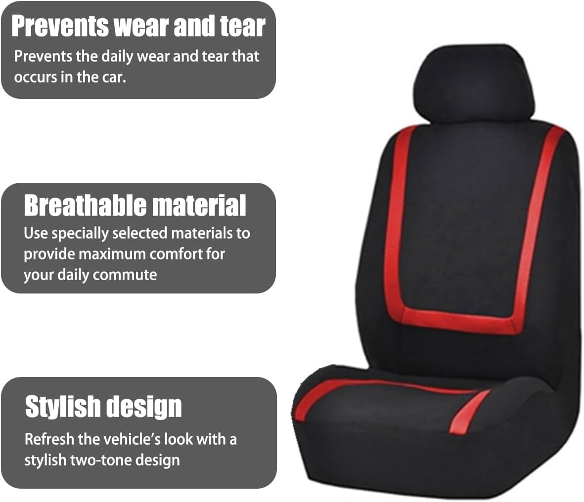 Full Set Premium Cloth Car Seat Covers in Breathable Design for Most Vehicles