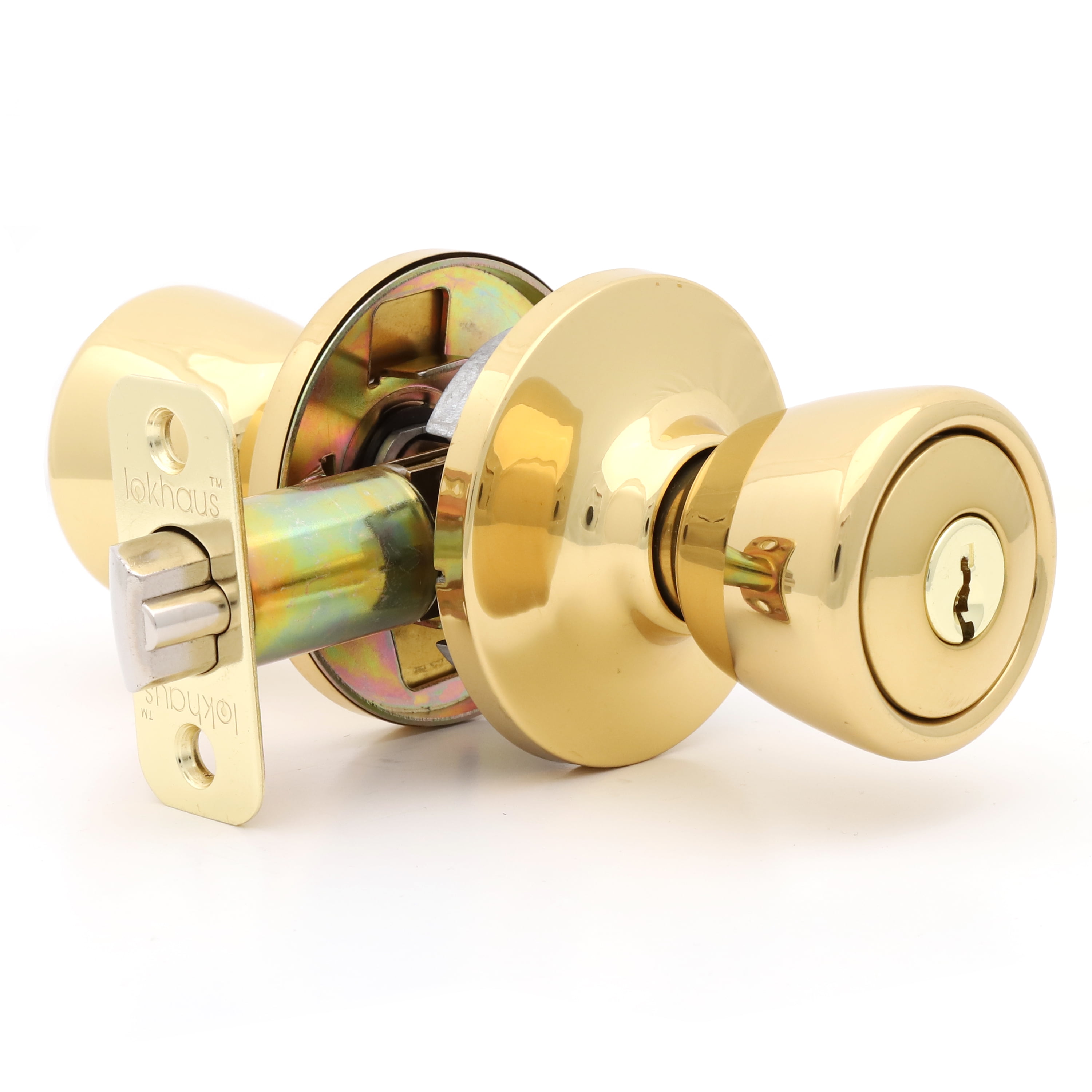 Lokhaus Keyed Entry Tulip Doorknob Polished Brass 2 Count