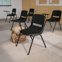 Flash Furniture Black Ergonomic Shell Chair with Right Handed Flip-Up Tablet Arm