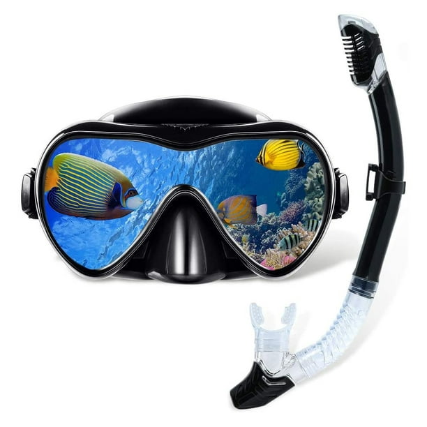 Masque de plongée en apnée,Kit de Plongée Snorkeling Anti-buée Vue