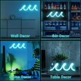thumbnail image 4 of Letrero de neón ondulado en dormitorio, letrero de neón LED azul hielo con decoración de pared, luz nocturna USB con regulador de intensidad e interruptor, decoración tropical en sala de estar, bar, TUNC Sencillez, 4 of 4