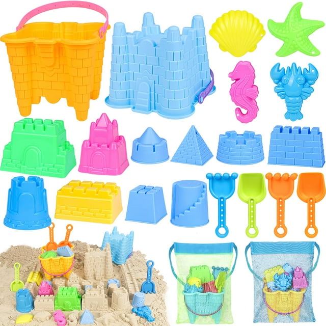 Castillo de arena Kubusfly de Beach Toys con 2 cubos, 2 bolsas y 4 palas