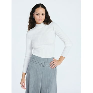 Scoop Women's Ribbed Mockneck Sweater, Lightweight, Sizes XS-XXL