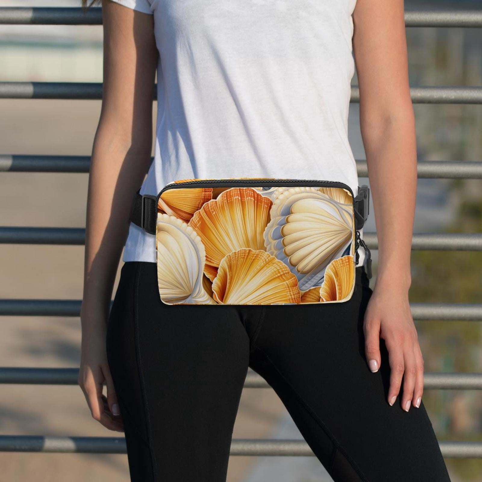 Seashell Lightweight Adjustable Sling Bag with Extension Strap Money Belt Fanny Packs Waist Packs Unisex