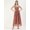 Dark Peach, variant on Womens Solid Poly Georgette Strappy Shoulders Smocked Back Light Weighted Ankle Length Flared Hem CasualSummerwear Beachwear Partywear All Purpose One Piece Dress