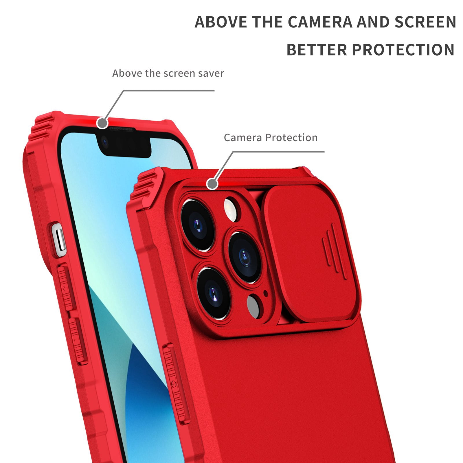 ORETECH 360 Shockproof iPhone 13 Case,with [2 x Tepered Glass Screen Protector][Caera