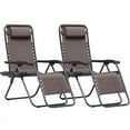 thumbnail image 2 of Homall Outdoor Zero Gravity Chair Patio Recliner Chaise Lounge with Adjustable Headrest and Tray for Storage, Pack of 2,Brown, 2 of 7