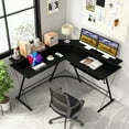 thumbnail image 4 of Costway L-shaped Computer Desk with Power Outlet 51" Corner Computer Workstation Black, 4 of 10