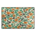 thumbnail image 2 of Orange Green Floral Print Soft Polyester Area Rug 60''x39'', Non Slip, Memory Foam, Water Absorbent, 2 of 7