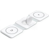 3 in 1 Foldable Wireless Charger, Magnetic 3 in 1 Charging Station for Apple Multiple Devices, Travel Wireless Charger for iPhone 15/14/13/12, AirPods 3/2/Pro, iWatch (Adapter NOT Included)
