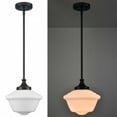 thumbnail image 3 of Vallelunga Black Schoolhouse Pendant Light Fixture with Milk Glass Shade 1-Light, 3 of 7