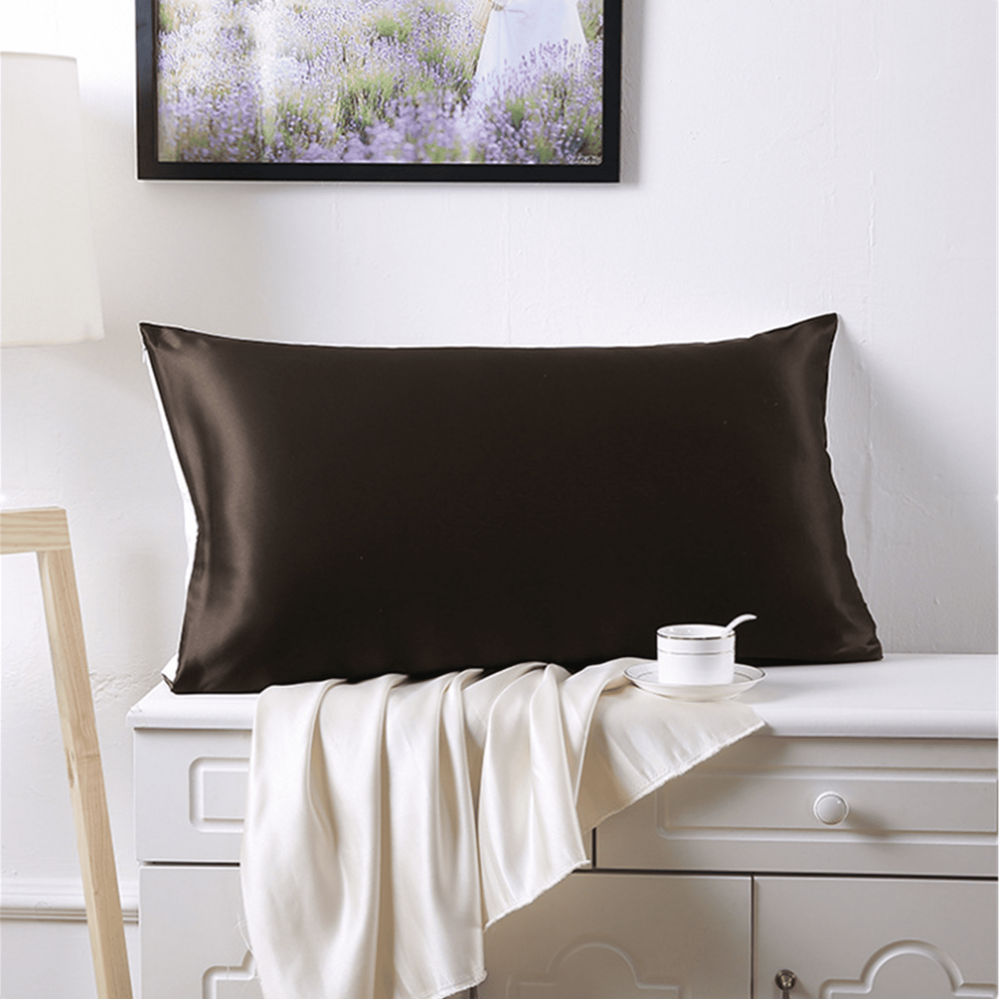 Black Silk Pillowcase for Hair and Skin Made in USA, 100% Mulberry Silk, 22 Momme, Hypoallergenic Pillow Cases with Zipper, 6A Grade Pure Silk, Anti Aging, Acne Free, 1 Pc 20"x30"