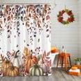 thumbnail image 2 of Shower Curtain 72"W x 78"L Fall Leaves Thanksgiving Watercolor Pumpkins Fabric Shower Curtains Set with Hooks Water Repellent Bathroom Curtains Machine Washable Bathroom Accessories, 2 of 6