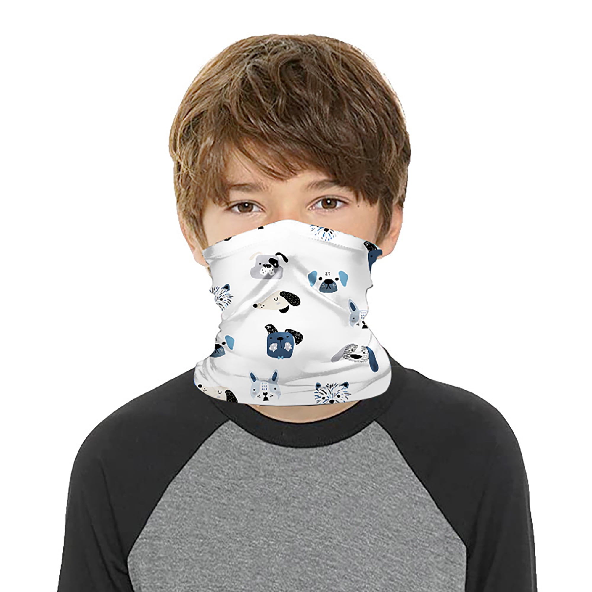 5 Pieces Kids Neck Gaiters Face Cover Space Pattern Balaclava Bandanas for Hiking Cycling Travel
