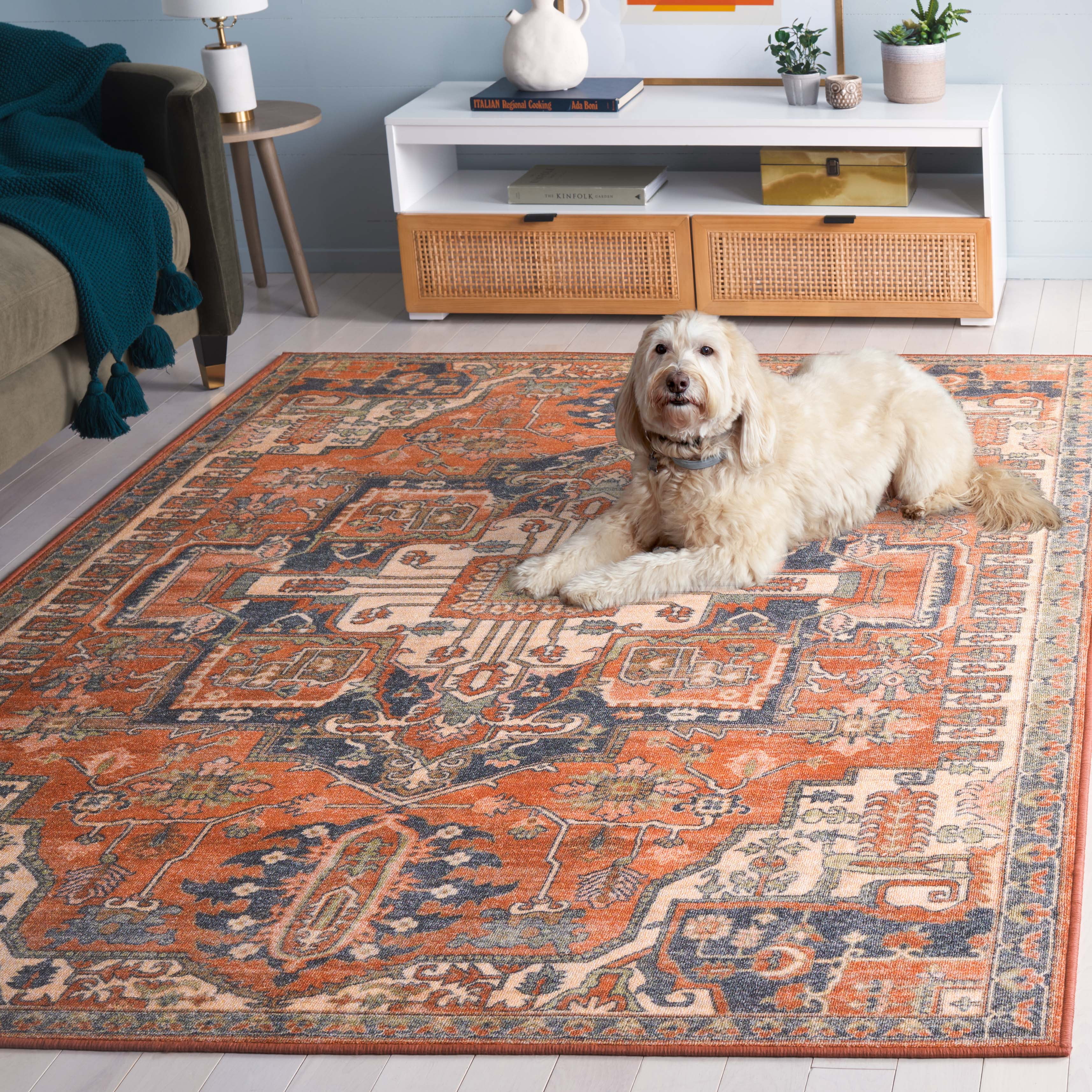 SAFAVIEH Journey Abram Medallion Area Rug, Rust/Navy, 8' x 10'