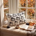 thumbnail image 5 of SLYNSHome Fall Throw Pillow Cover Black Pumpkin Outline Print Linen Textured Decorative Lumbar Cushion Case For Sofa Couch Porch Halloween Thanksgiving Home Decor, 5 of 6