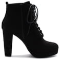 thumbnail image 5 of Ollio Women's Shoes Faux Suede or Faux Leather Lace-up Platfrom Ankle Chunky Heel Booties SSB13, 5 of 5