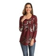 thumbnail image 7 of XCHQRTI Flower Hide Belly Blouses for Women Henley Long Sleeve Shirt Summer Basic Flowy Tunic Blouse Tops, 7 of 7