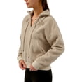 thumbnail image 3 of Amazhiyu Womens Fuzzy Fleece Pullover Sweatshirts Oversized V Neck Drawstring Sherpa Sweater with Pockets, 3 of 5