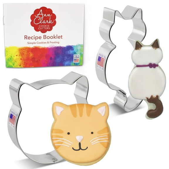 Ann Clark Cat Cookie Cutter Set, 2-Piece, Made in USA