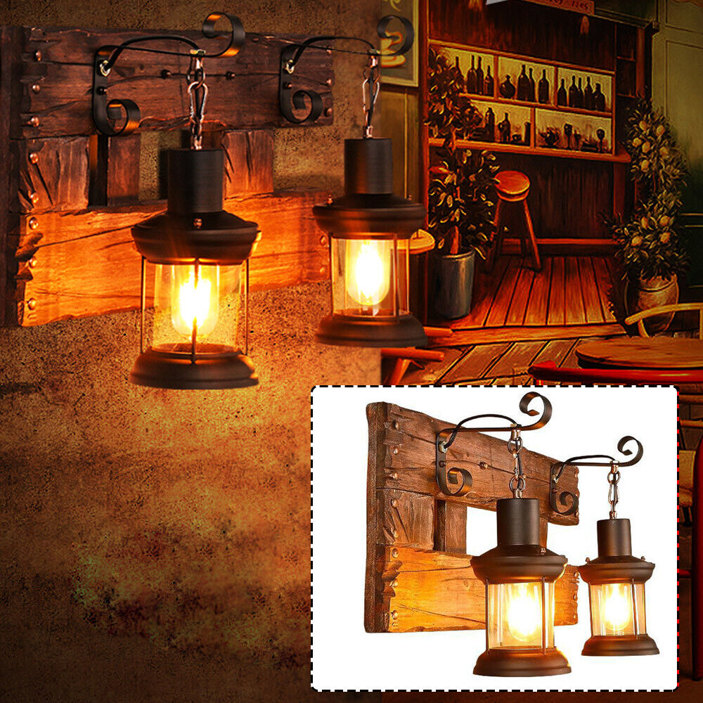 Miumaeov Industrial Rustic Wall Lantern Glass Wall Light Fixture Loft Outdoor Wall Sconce Lamp