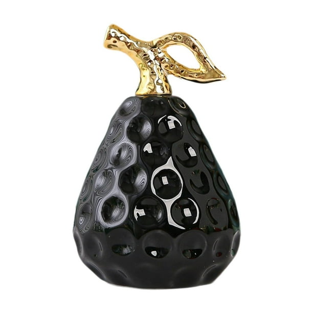 Estatua de pera, colección de adornos de arte moderno, artesanías, figura de cerámica, escultura de fruta Negro